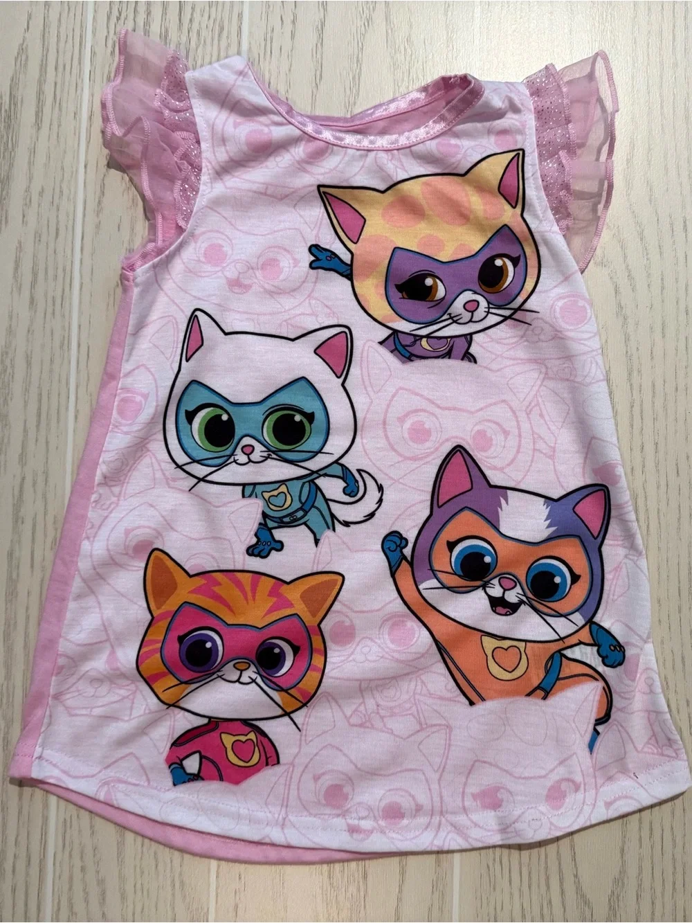 Disney SuperKitties Girls 2T Pink Nightgown Sleep Dress Pajamas Cat Graphic